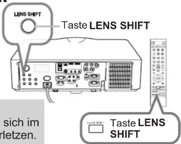 LENS SHIFT Taste LENS SHIFT sich im letzen. Taste LENS SHIFT