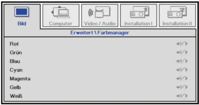 Bild Computer Video / Audio Installation I Installation II Erweitert \ Farbmanager Rot Grün Blau Cyan Magenta Gelb Weiß