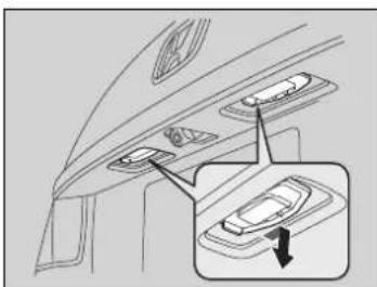 Diagram showing car interior components with labeled parts and a directional arrow indicating movement or flow.