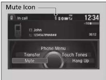 Mute Icon In call 12:34 John 123456789000000 30:12 Phone Menu Transfer Touch Tones Mute Hang Up