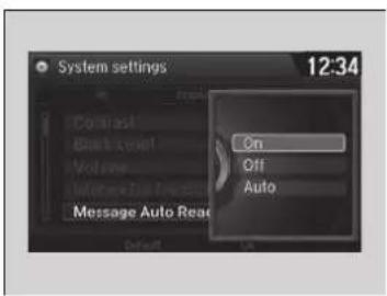 System settings 12:34 On Off Auto