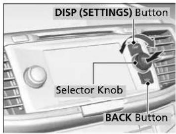 DISP (SETTINGS) Button Selector Knob BACK Button