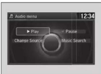 Audio menu 12:34 Play Pause Change Source Music Search