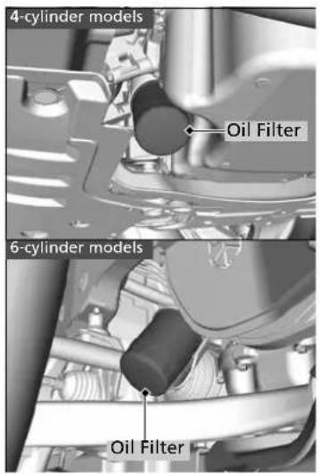 4-cylinder models Oil Filter 6-cylinder models Oil Filter