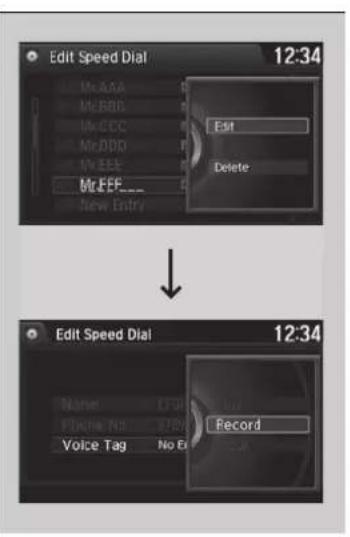 Edit Speed Dial 12:34 McAAA McBBD McCCC McDDD McEEE McEEE_ New Entry Edit Delete Edit Speed Dial 12:34 Name: ECD Phone No: ECD Voice Tag No End Record