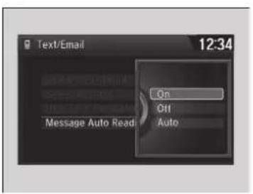 Text/Email 12:34 On Off Auto Message Auto Read