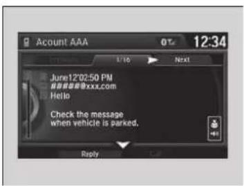 Account AAA 01 12:34 June12'02:50 PM @xxxx.com Hello Check the message when vehicle is parked. Reply