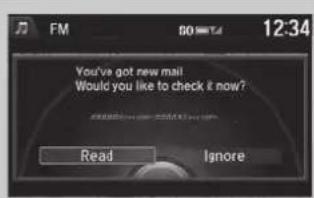 FM 12:34 You've got new mail Would you like to check it now? Read Ignore