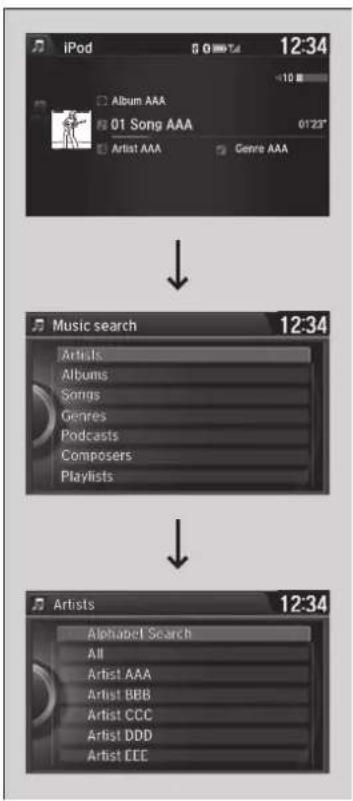 Honda Accord Sedan (2014) - How to Select a Song from the Music Search List - 1