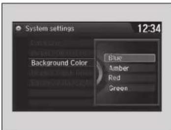 System settings 12:34 Background Color Blue Amber Red Green