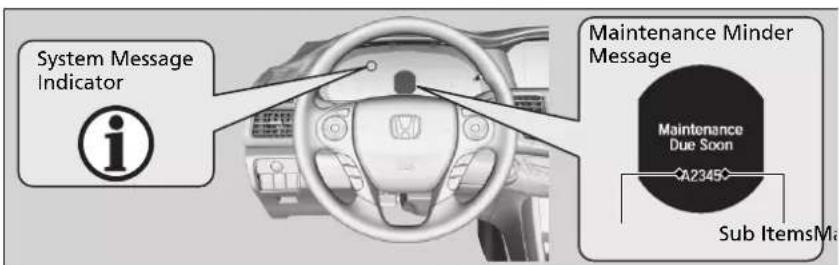 System Message Indicator Maintenance Minder Message Maintenance Due Soon A2345 Sub ItemsMa