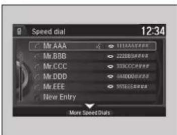Speed dial 12:34 Mr AAA 111AAAA### Mr.BBB 222BBB### Mr.CCC 333CCC### Mr.DDD 64DDD### Mr.EEE 505EEEE### New Entry More Speed Dials