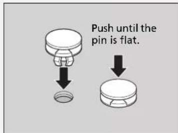 Push until the pin is flat.