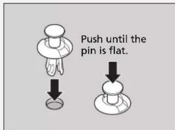 Push until the pin is flat.