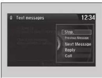 Text messages 12:34 Stop Previous Message Next Message Reply Call