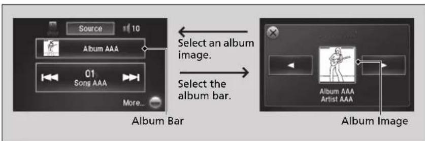 Source 10 Album AAA 01 Song AAA More... Album Bar Select an album image. Select the album bar. Album Image Album AAA Artist AAA