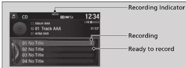 CD Album AAA 01 Track AAA Artist AAA 12:34 01 No Title 02 No Title 03 No Title 04 No Title Recording Indicator Recording Ready to record