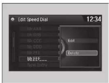Edit Speed Dial 12:34 MrAAA MrBBB MrCCC MrDDD MrFEE MrFEE_ New Entry Exit Delete