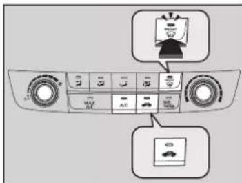 Diagram of a car air conditioner panel with labeled buttons and icons for reading or testing.