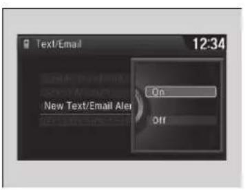 Text/Email 12:34 New Text/Email Alert On Off