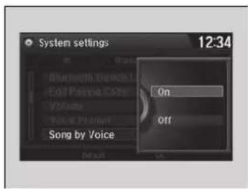 System settings 12:34 On Off Bluetooth Device Edit Parler Caps Voice Sound Promet Song by Voice