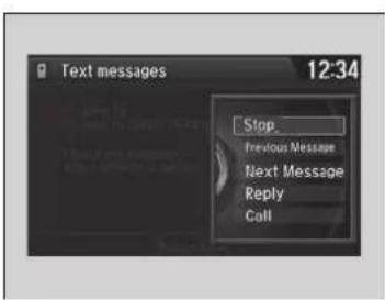 Text messages 12:34 Stop Previous Message Next Message Reply Call