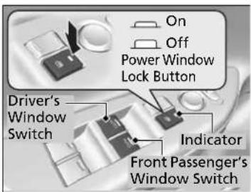 On Off Power Window Lock Button Driver's Window Switch Indicator Front Passenger's Window Switch