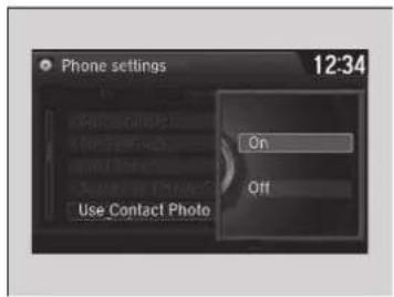 Phone settings 12:34 On Off Use Contact Photo