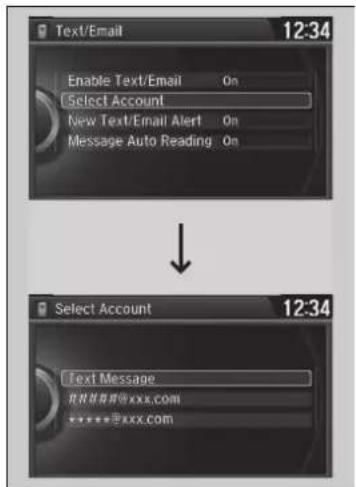 Text/Email 12:34 Enable Text/Email On Select Account New Text/Email Alert On Message Auto Reading On Select Account 12:34 Text Message 打件####@xxx.com *****@xxx.com