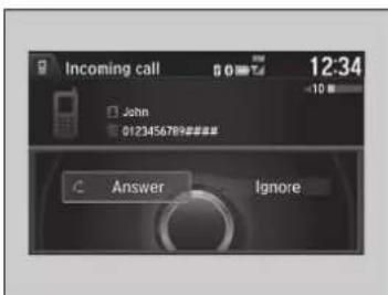 Incoming call 12:34 John 0123456789### Answer Ignore