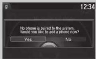 12:34 No phone is paired to the system. Would you like to add a phone now? Yes No