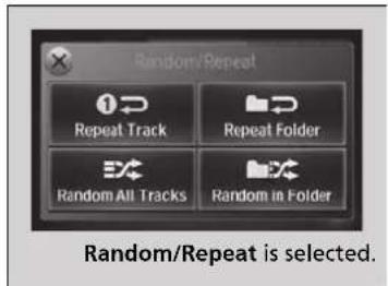 Random/Repeat Repeat Track Repeat Folder Random All Tracks Random in Folder Random/Repeat is selected.