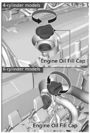 4-cylinder models Engine Oil Fill Cap 6-cylinder models Engine Oil Fill Cap