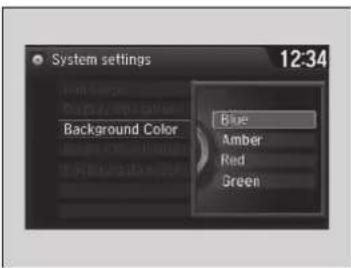 System settings 12:34 Background Color Blue Amber Red Green