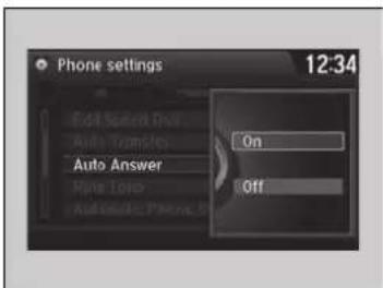 Phone settings 12:34 Add Select Door Auto Transfer Auto Answer Make Tools Auto Tools Phone On Off