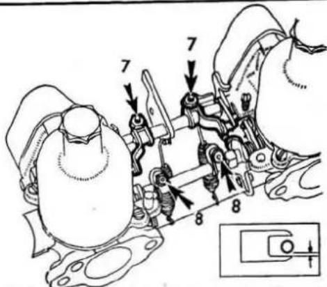 Technical diagram showing mechanical assembly with numbered components and directional arrows indicating motion or force