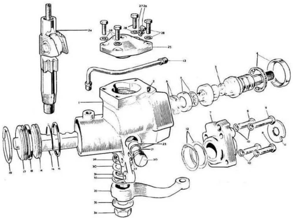 Technical diagram of a mechanical assembly with numbered parts for identification