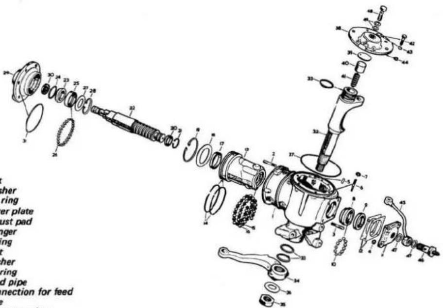 Exploded view diagram of a mechanical assembly with numbered parts and Chinese explanatory text on the left.