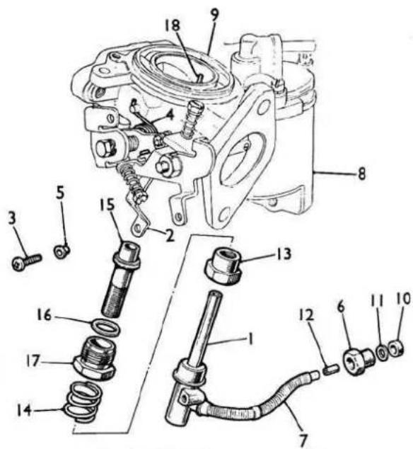 Technical diagram of a mechanical assembly with numbered components for identification