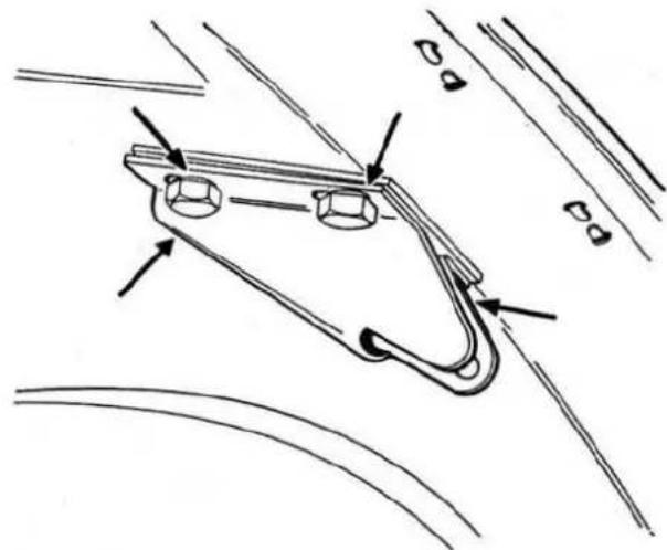 Technical diagram showing mechanical components with labeled parts and directional arrows indicating motion or assembly.