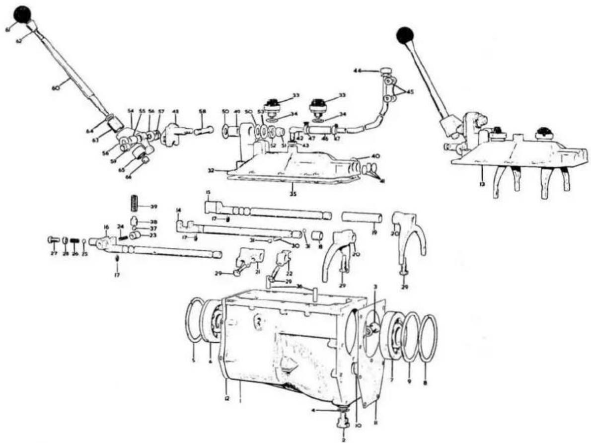 Technical diagram of a mechanical assembly with numbered components for identification