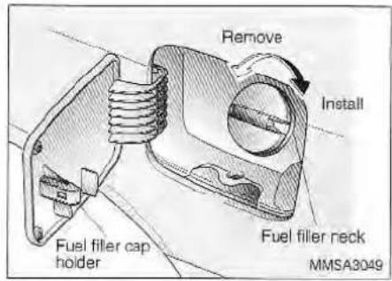 Remove Install Fuel filler neck MMSA3049 Fuel filler cap holder