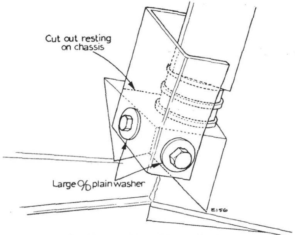 Cut out resting on chassis Large 0/D plain washer E150