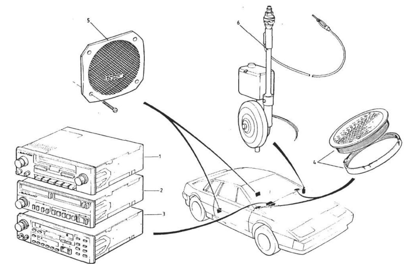 Technical diagram showing components of an automotive diagnostic system with labeled parts including speaker, sensor, and car assembly.