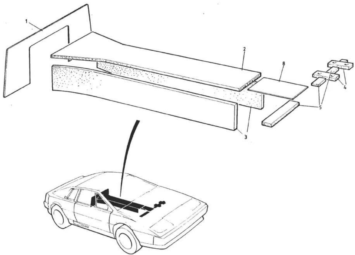 Technical diagram of an electric vehicle showing internal components and a car's exterior view with labeled parts.