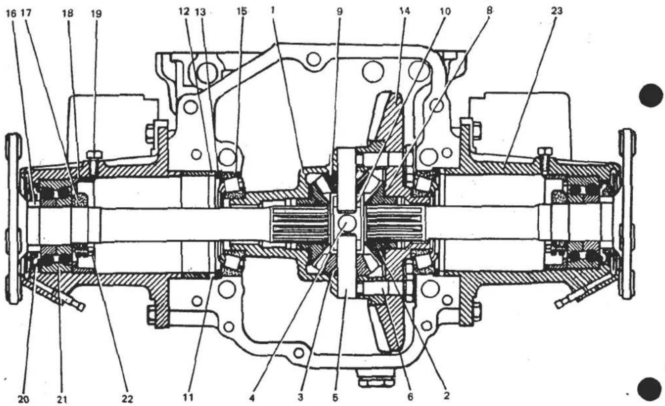 Technical cross-sectional diagram of a mechanical assembly with numbered components for identification.