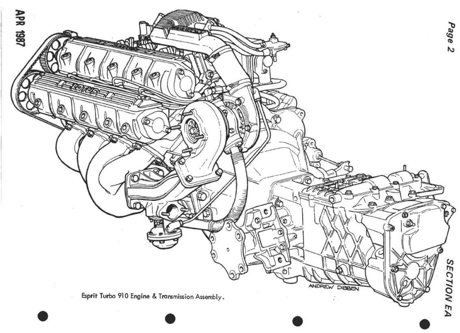 APR 1987 Page 2 Esprit Turbo 910 Engine & Transmission Assembly. ANDREW DIBBEN SECTION EA