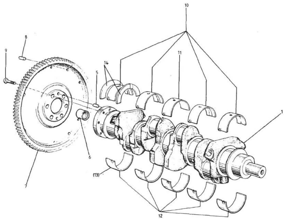 Technical diagram of a mechanical assembly with numbered components, likely a transmission or gear mechanism.