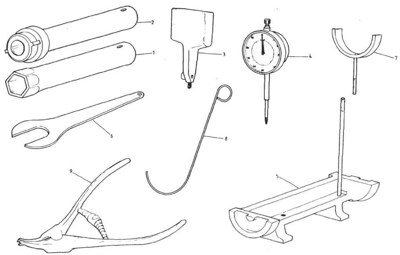 Technical diagram showing exploded view of mechanical components with numbered parts and labeled parts