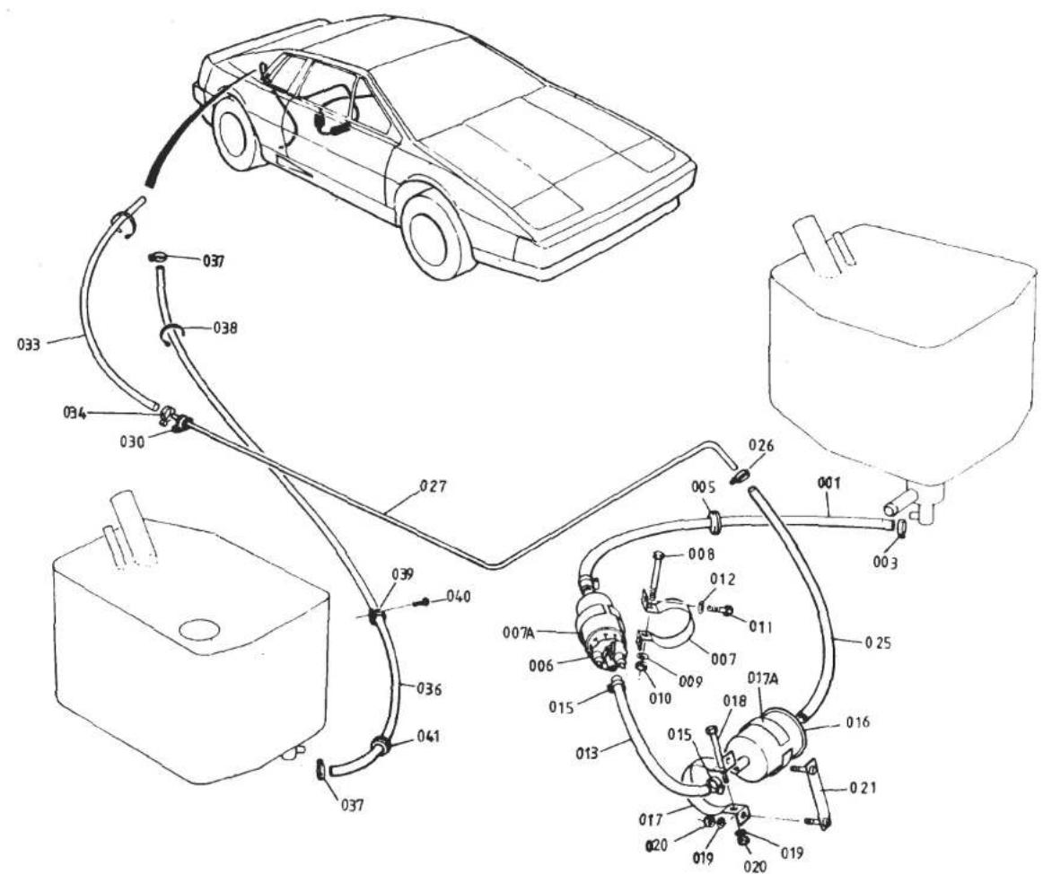 Technical diagram of an electric vehicle's internal components with numbered parts and wiring labels